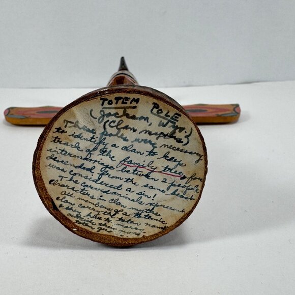 Vintage Hand Carved Wood Totem Pole Souvenir Jackson Wy Southwest Cabin Decor - Picture 7 of 9